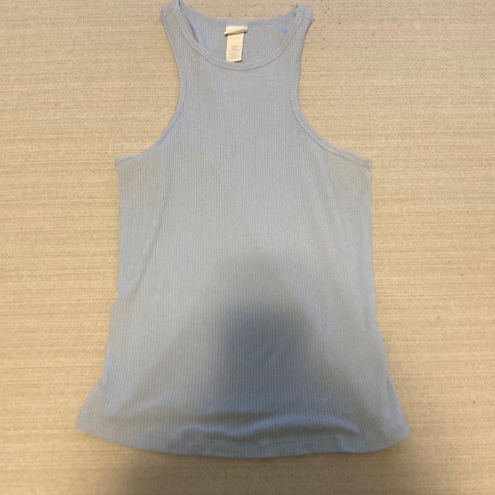 H&M Sky Blue Ribbed Tank Top